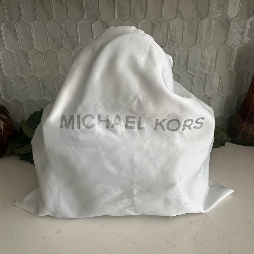 Michael Kors Bedford Pebbled Leather Satchel Bag With Tassels - Taupe - Picture 13 of 13